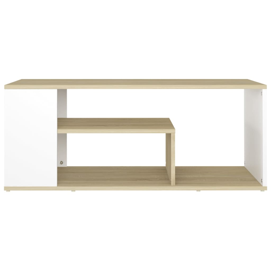 vidaXL Couchtisch Weiß und Sonoma-Eiche 100x50x40 cm Holzwerkstoff