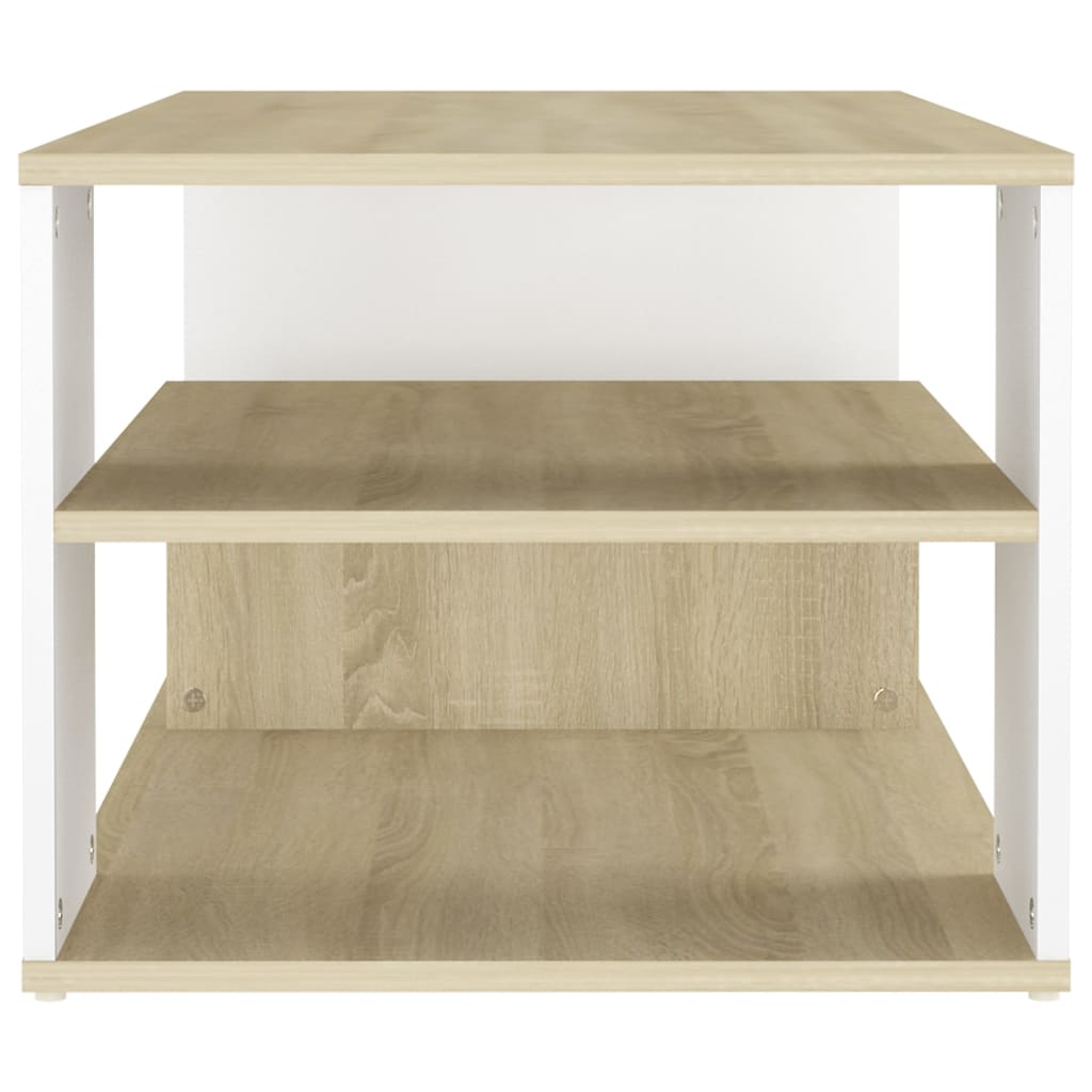 vidaXL Couchtisch Weiß und Sonoma-Eiche 100x50x40 cm Holzwerkstoff
