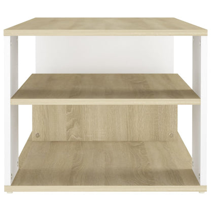 vidaXL Couchtisch Weiß und Sonoma-Eiche 100x50x40 cm Holzwerkstoff