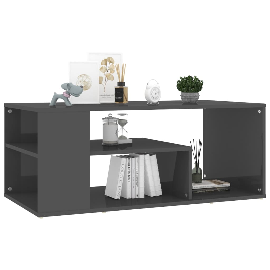 vidaXL Couchtisch Hochglanz-Grau 100x50x40 cm Holzwerkstoff