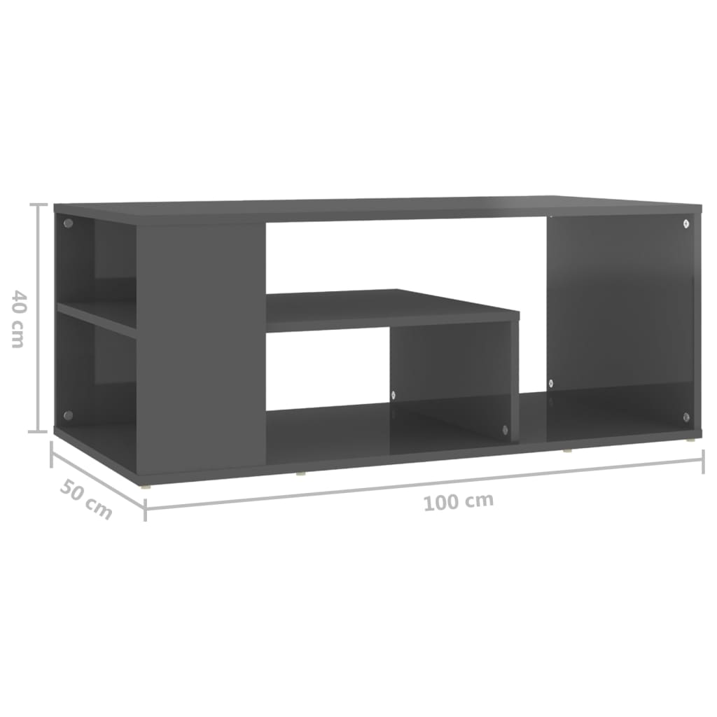 vidaXL Couchtisch Hochglanz-Grau 100x50x40 cm Holzwerkstoff