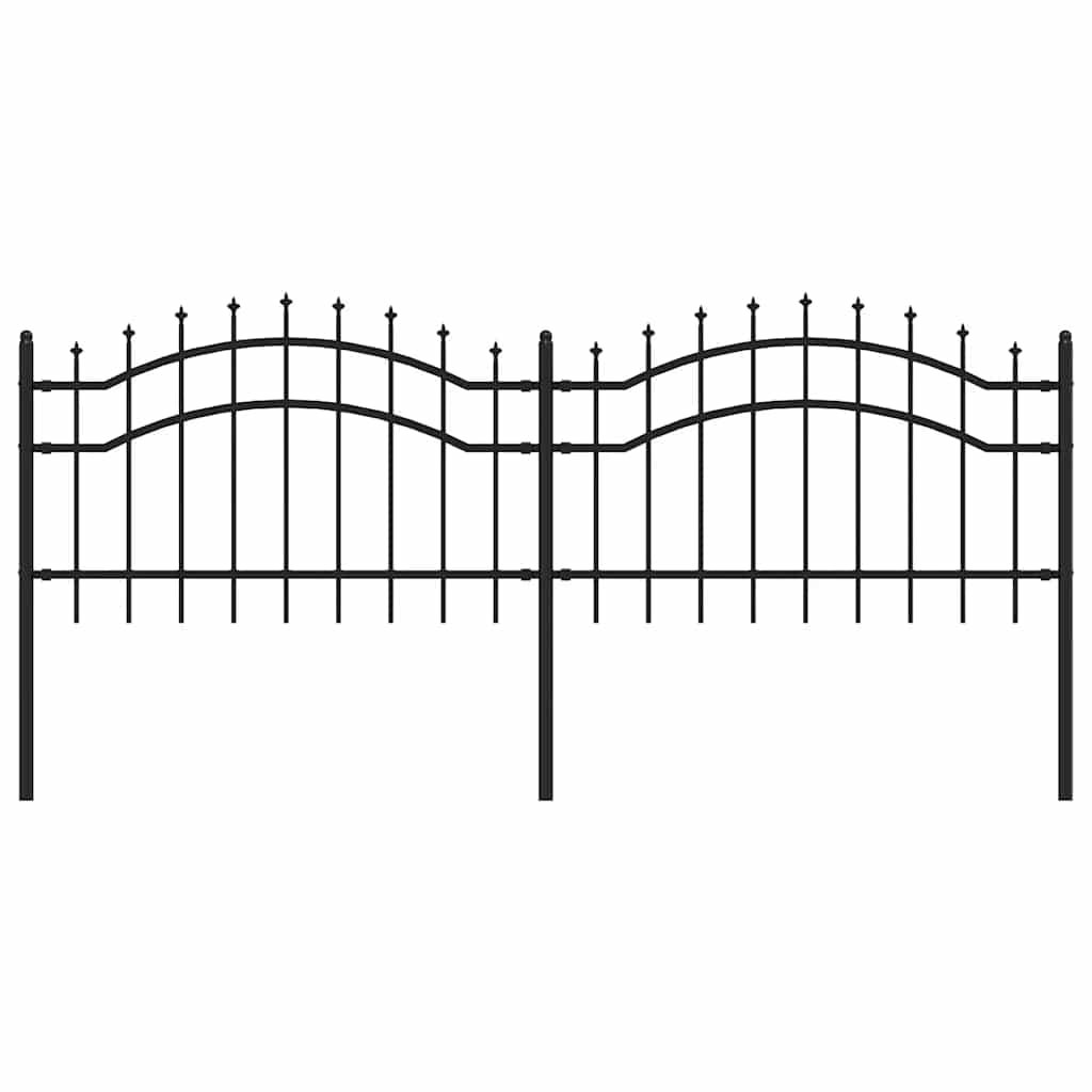 vidaXL Gartenzaun mit Speerspitze Schwarz 239 x 75 cm Pulverbeschichteter Stahl