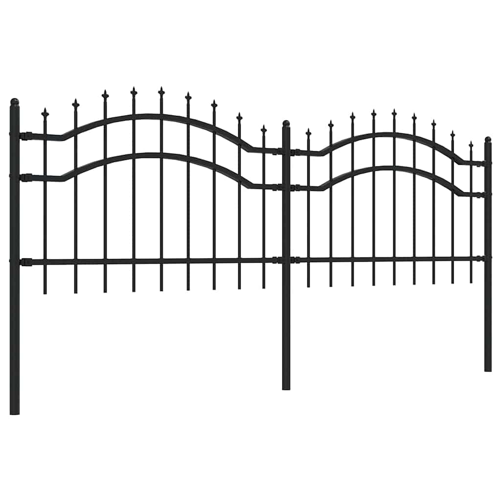 vidaXL Gartenzaun mit Speerspitze Schwarz 239 x 75 cm Pulverbeschichteter Stahl