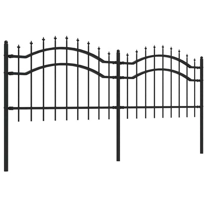 vidaXL Gartenzaun mit Speerspitze Schwarz 239 x 75 cm Pulverbeschichteter Stahl