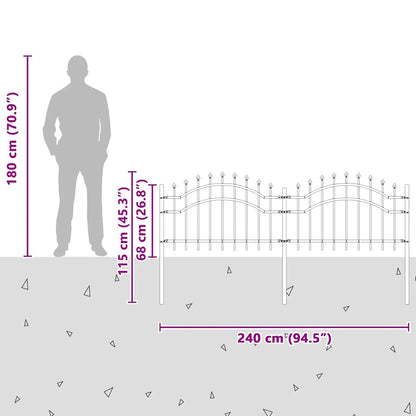 vidaXL Gartenzaun mit Speerspitze Schwarz 239 x 75 cm Pulverbeschichteter Stahl