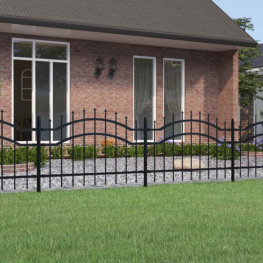 vidaXL Gartenzaun mit Speerspitze Schwarz 239 x 75 cm Pulverbeschichteter Stahl