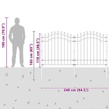 vidaXL Clôture de jardin avec lance-flèche Noir 239 x 125 cm Acier thermolaqué