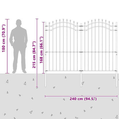 vidaXL Gartenzaun mit Speerspitze Schwarz 239 x 175 cm Pulverbeschichteter Stahl