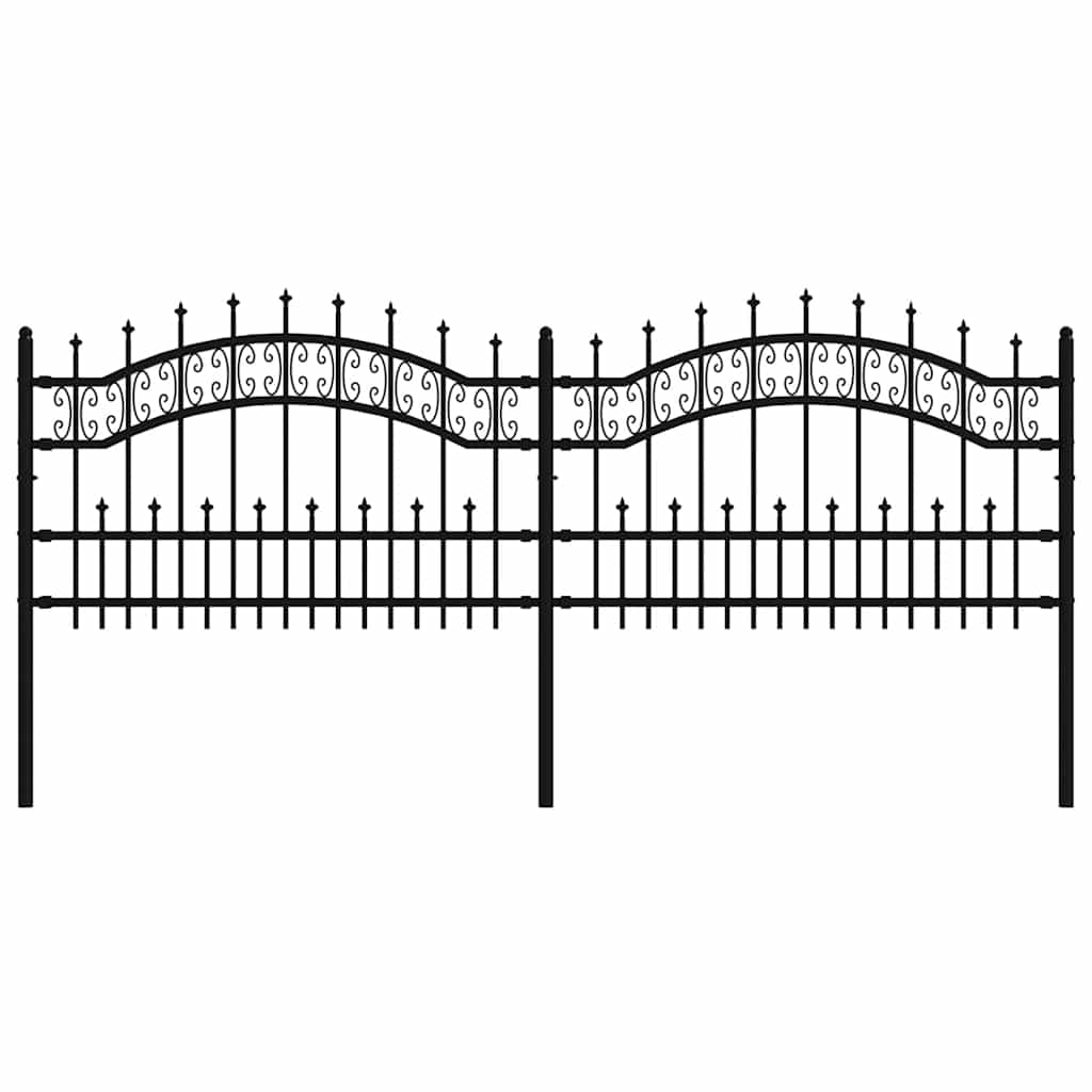 vidaXL Clôture de jardin à lance noire 240 x 75 cm en acier enduit de poudre
