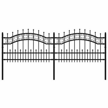 vidaXL Clôture de jardin à lance noire 240 x 75 cm en acier enduit de poudre