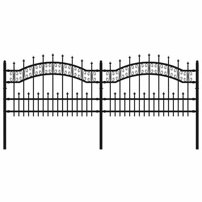 vidaXL Clôture de jardin à lance noire 240 x 75 cm en acier enduit de poudre