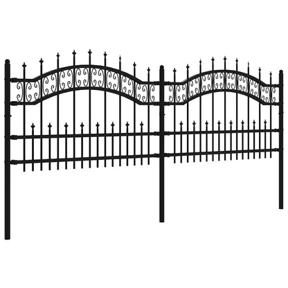 vidaXL Clôture de jardin à lance noire 240 x 75 cm en acier enduit de poudre