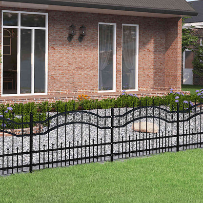 vidaXL Clôture de jardin à lance noire 240 x 75 cm en acier enduit de poudre