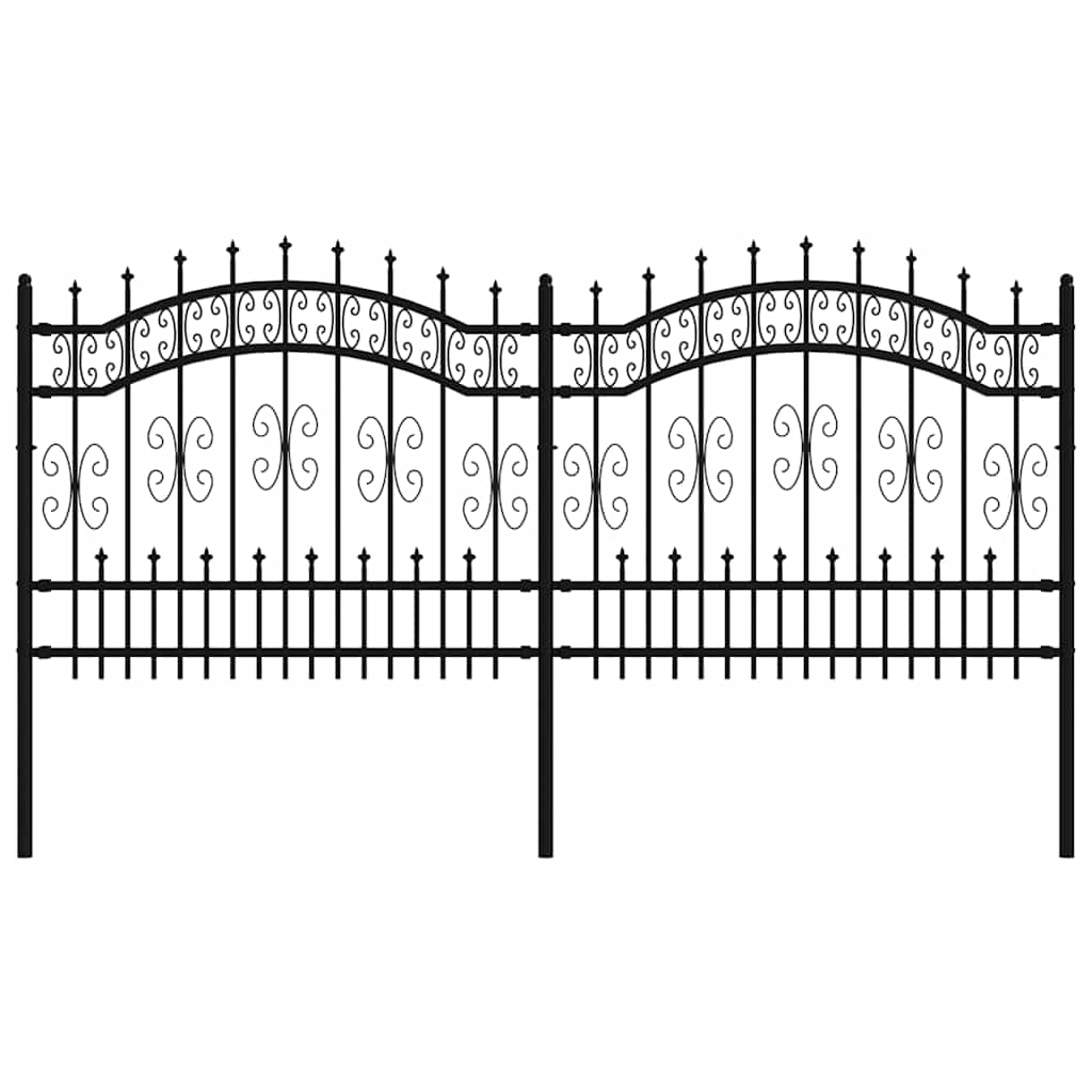 vidaXL Gartenzaun mit Speerspitze Schwarz 240 x 100 cm Pulverbeschichteter Stahl
