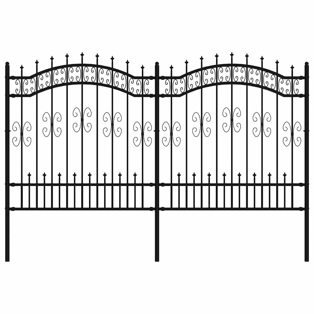 vidaXL Gartenzaun mit Speerspitze Schwarz 240 x 125 cm Pulverbeschichteter Stahl