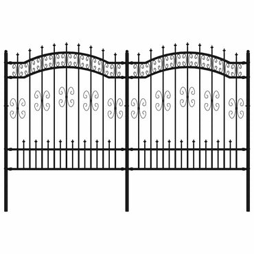 vidaXL Gartenzaun mit Speerspitze Schwarz 240 x 125 cm Pulverbeschichteter Stahl