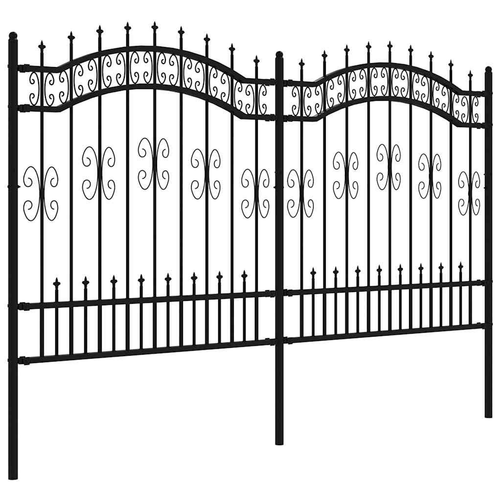 vidaXL Gartenzaun mit Speerspitze Schwarz 240 x 125 cm Pulverbeschichteter Stahl