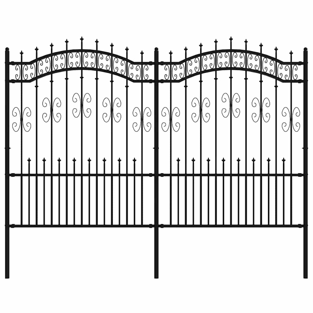 vidaXL Clôture de jardin avec fers de lance Acier poudré Noir 240 x 150 cm
