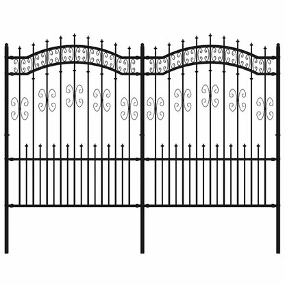 vidaXL Clôture de jardin avec fers de lance Acier poudré Noir 240 x 150 cm