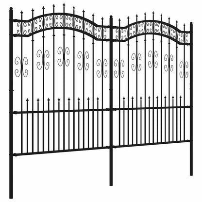 vidaXL Clôture de jardin avec fers de lance Acier poudré Noir 240 x 150 cm