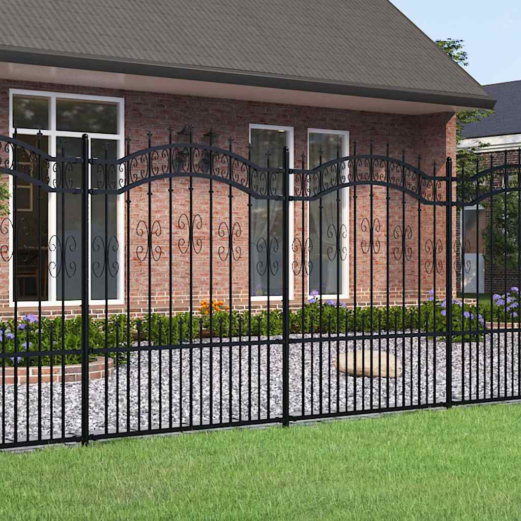 vidaXL Clôture de jardin avec fers de lance Acier poudré Noir 240 x 150 cm