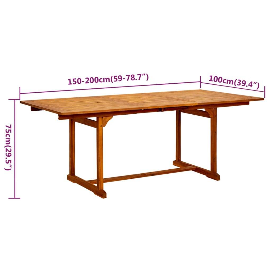 vidaXL 5-tlg. Garten-Essgruppe Massivholz Akazie 150-200 cm