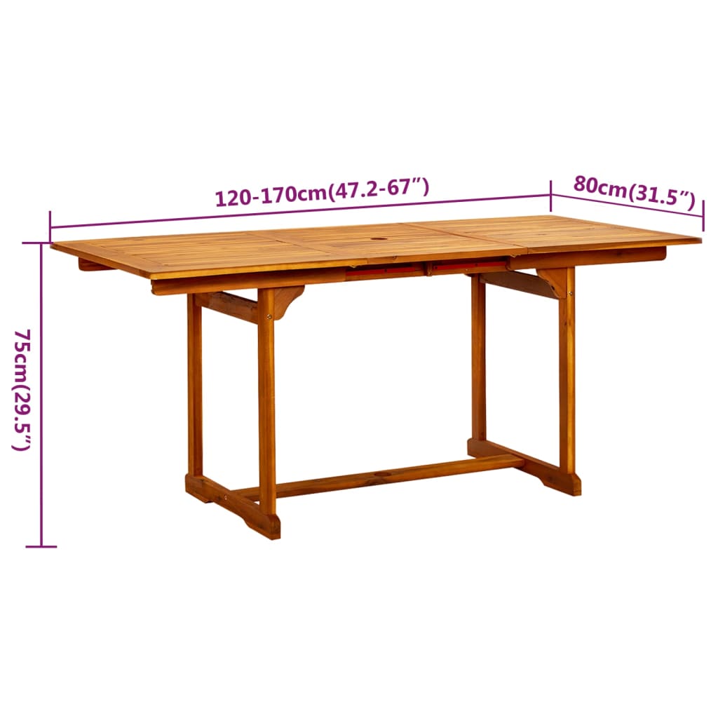vidaXL 5-tlg. Garten-Essgruppe Massivholz Akazie 120-170 cm
