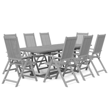 vidaXL Salon de jardin à dîner 9 pcs Bois d'acacia massif