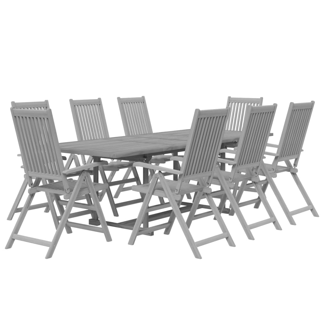 vidaXL 9-tlg. Garten-Essgruppe Massivholz Akazie