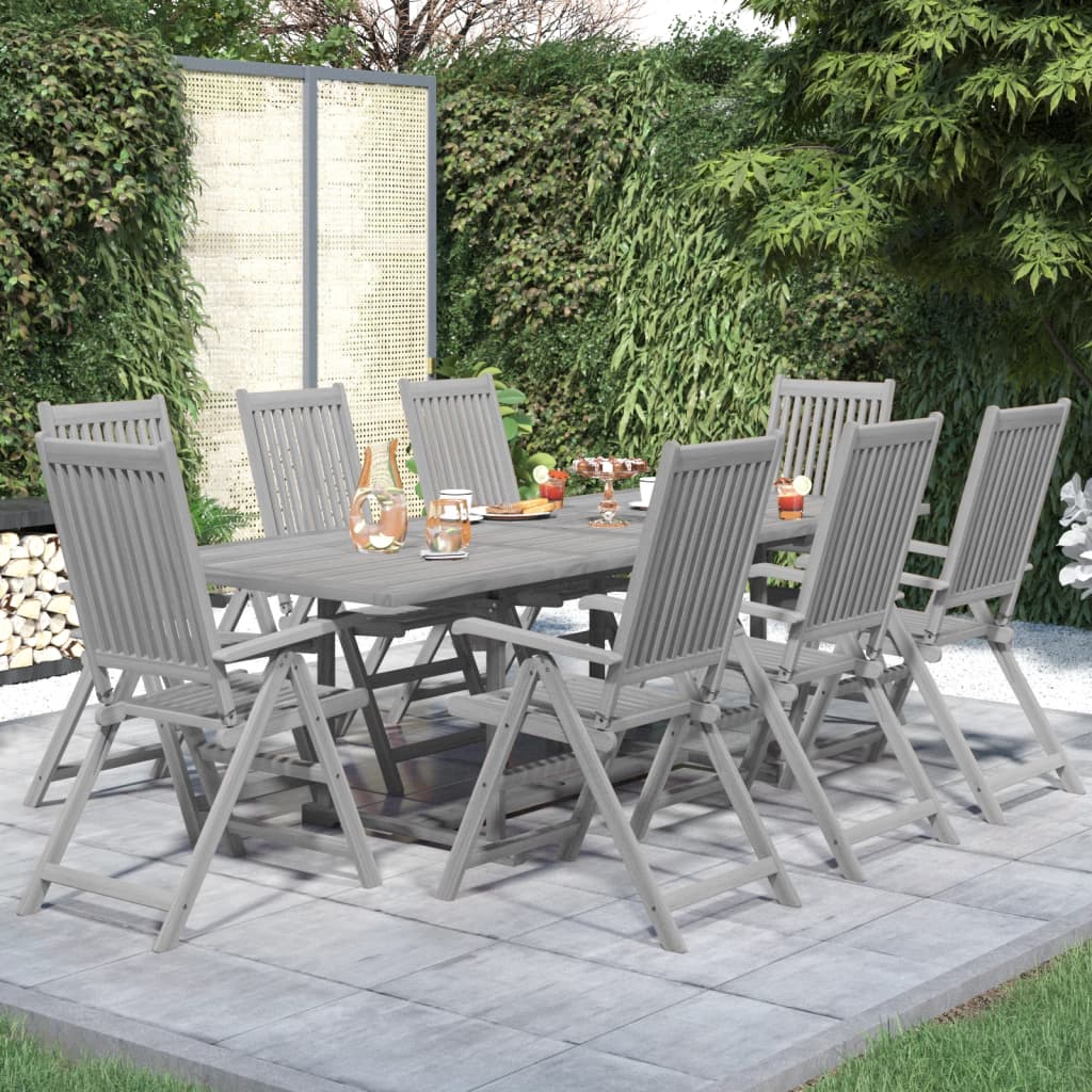 vidaXL 9-tlg. Garten-Essgruppe Massivholz Akazie