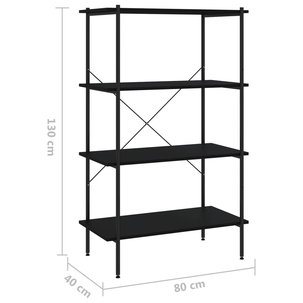 vidaXL Étagère à 4 niveaux noir 80x40x130 cm