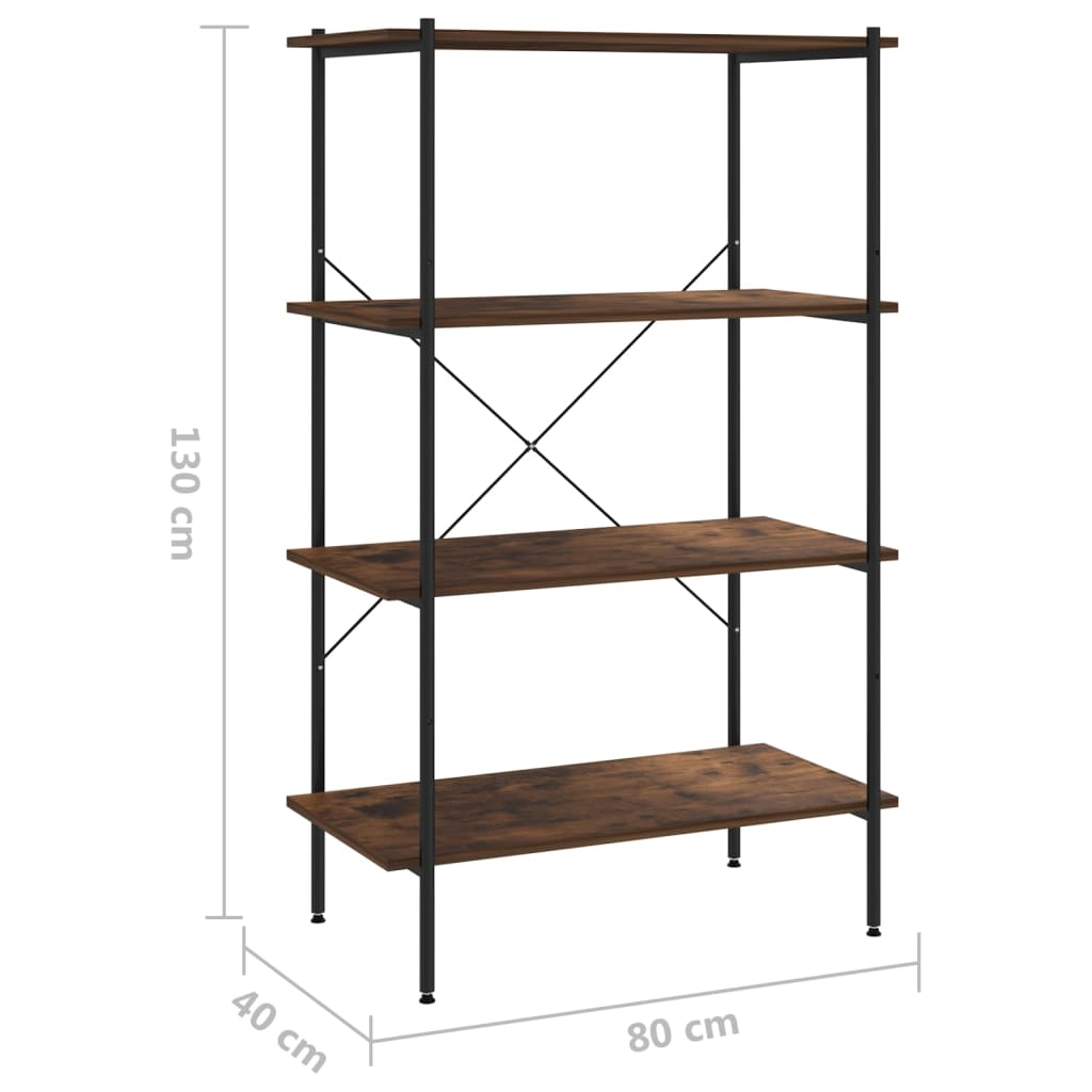 vidaXL Regal mit 4 Böden Schwarz und Natur 80x40x130 cm
