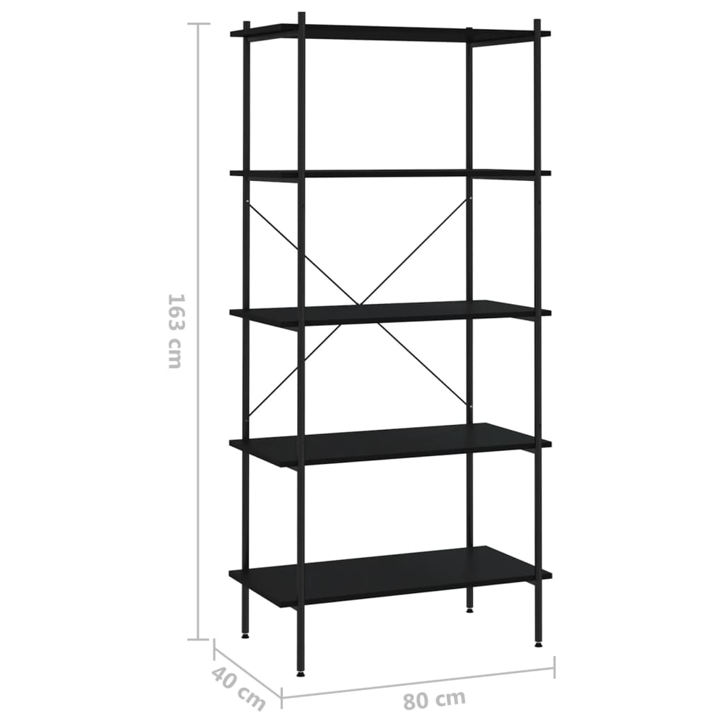 vidaXL Étagère à 5 niveaux noire 80x40x163 cm