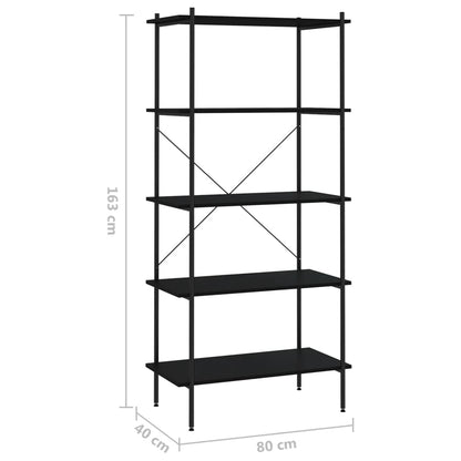 vidaXL Étagère à 5 niveaux noire 80x40x163 cm