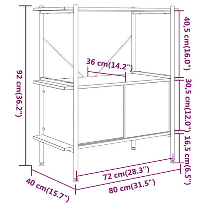 vidaXL Regal mit 3 Böden und Schrank 80x40x92 cm Stahl Holzwerkstoff