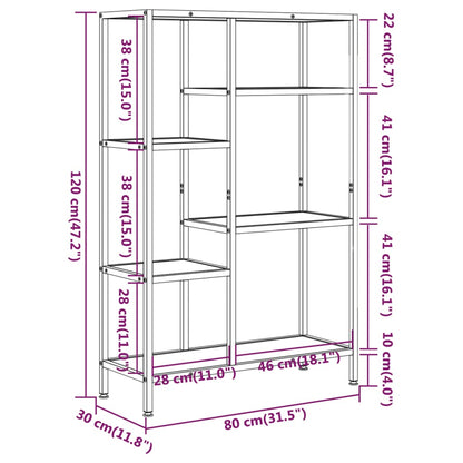 vidaXL Bibliothèque 80x30x120 cm en acier et bois d'ingénierie