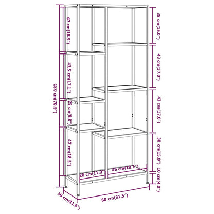 vidaXL Bücherregal 80x30x180 cm Stahl und Holzwerkstoff