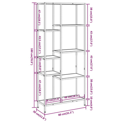 vidaXL Bücherregal 80x30x180 cm Stahl und Holzwerkstoff