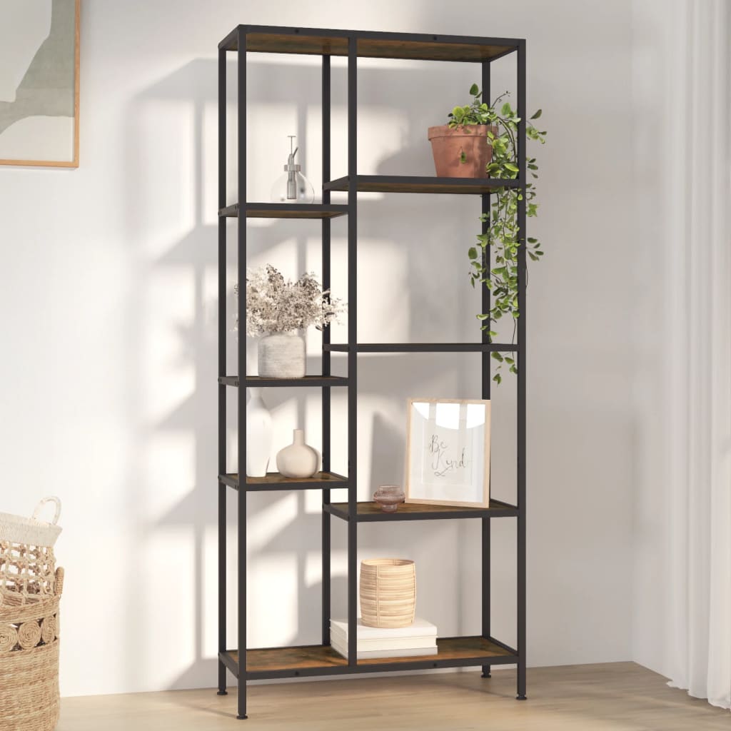 vidaXL Bücherregal 80x30x180 cm Stahl und Holzwerkstoff