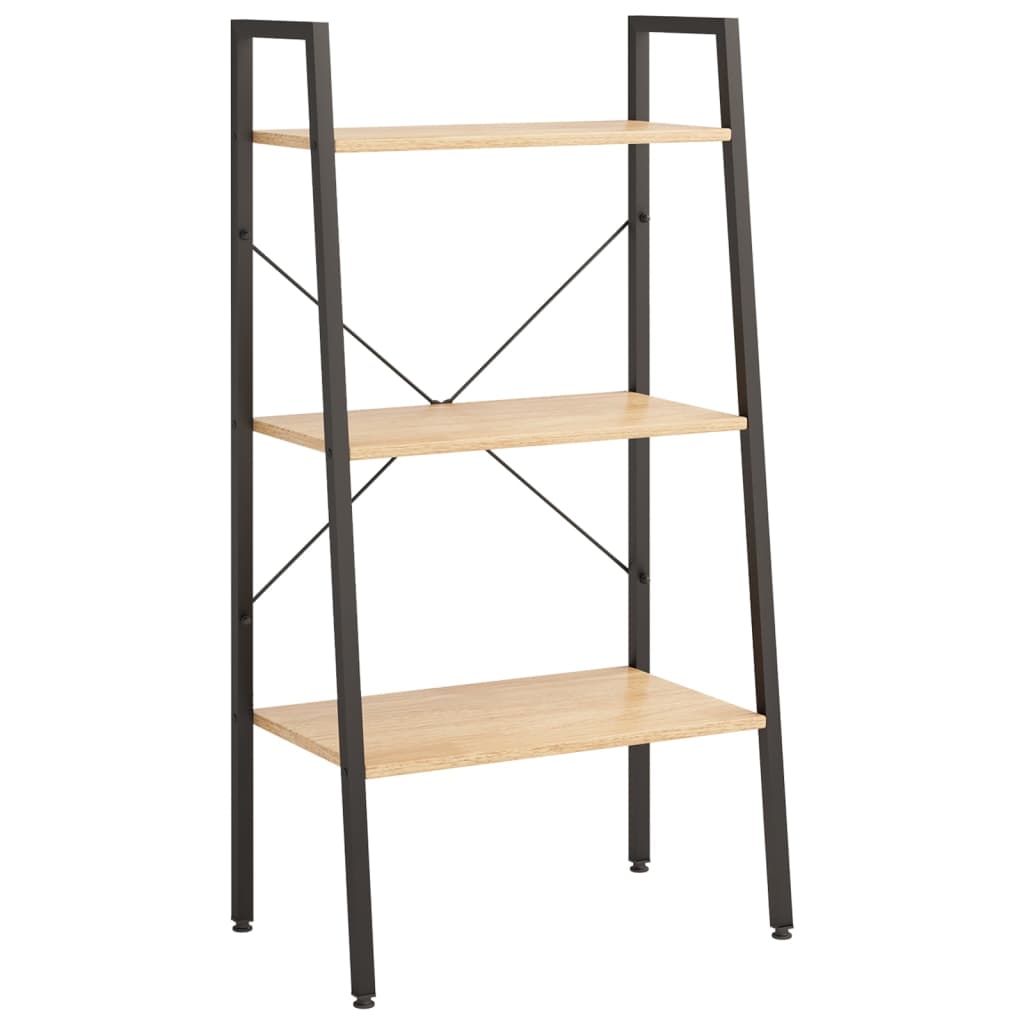 vidaXL Standregal 3 Böden Hellbraun und Schwarz 56x35x108 cm