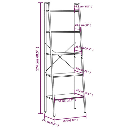 vidaXL Standregal 5 Böden Hellbraun und Schwarz 56x35x174 cm