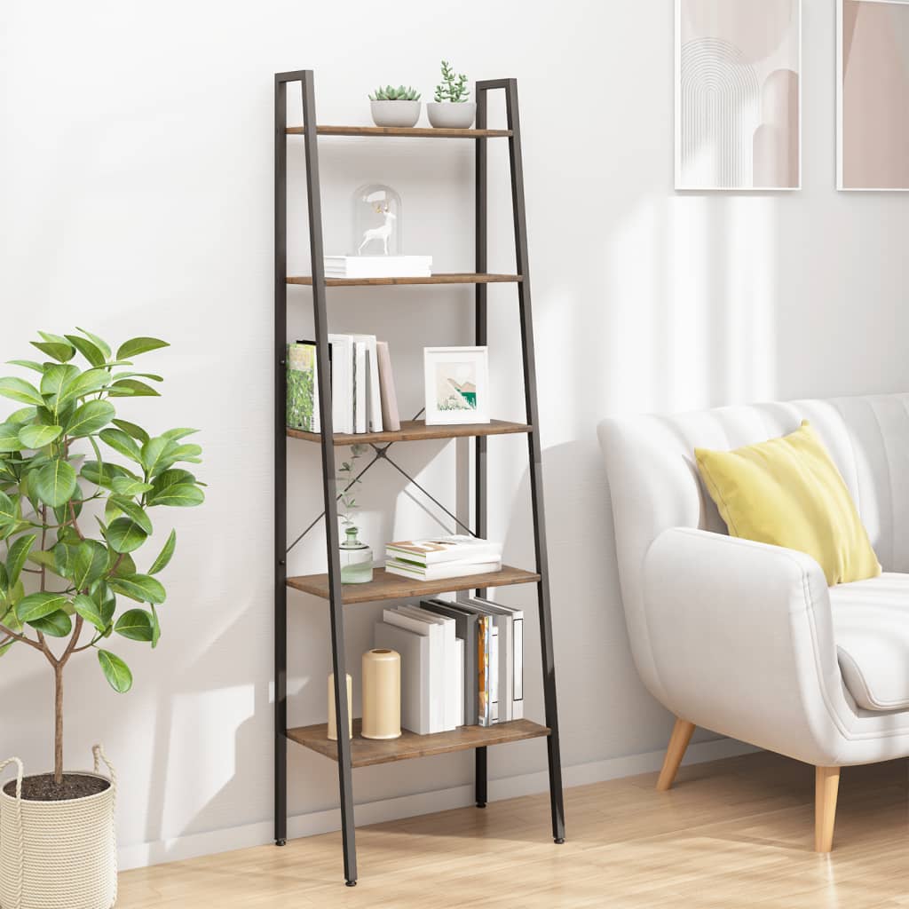 vidaXL Standregal mit 5 Böden Dunkelbraun und Schwarz 56x35x174 cm