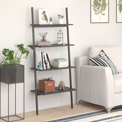 vidaXL Leiterregal mit 4 Böden Schwarz 64x34x150,5 cm