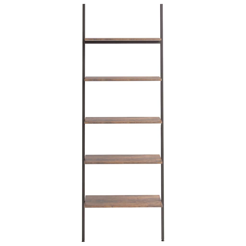 vidaXL Leiterregal mit 5 Böden Dunkelbraun und Schwarz 64x34x185,5 cm