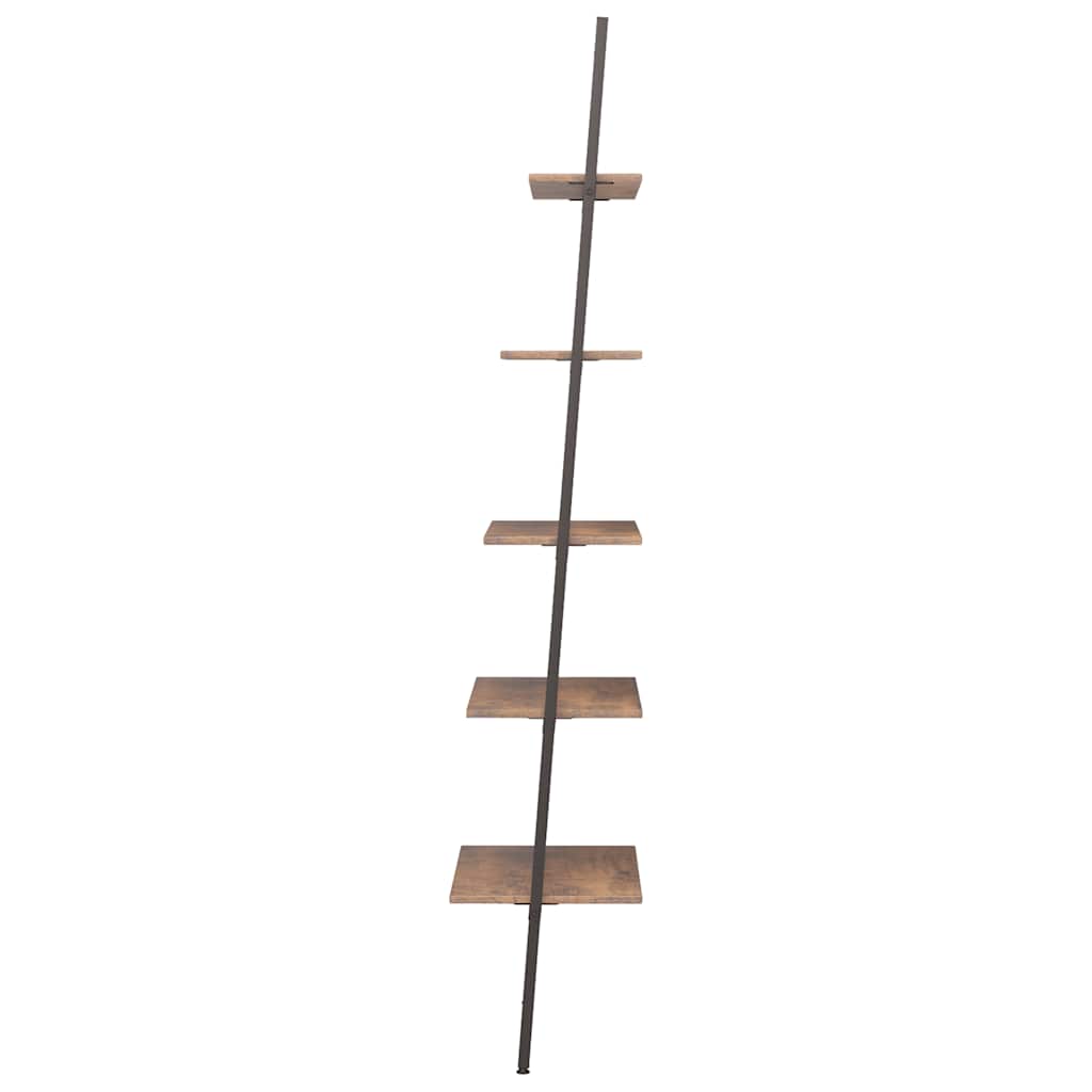 vidaXL Leiterregal mit 5 Böden Dunkelbraun und Schwarz 64x34x185,5 cm