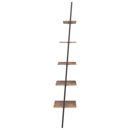 vidaXL Leiterregal mit 5 Böden Dunkelbraun und Schwarz 64x34x185,5 cm