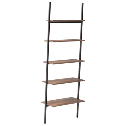 vidaXL Leiterregal mit 5 Böden Dunkelbraun und Schwarz 64x34x185,5 cm
