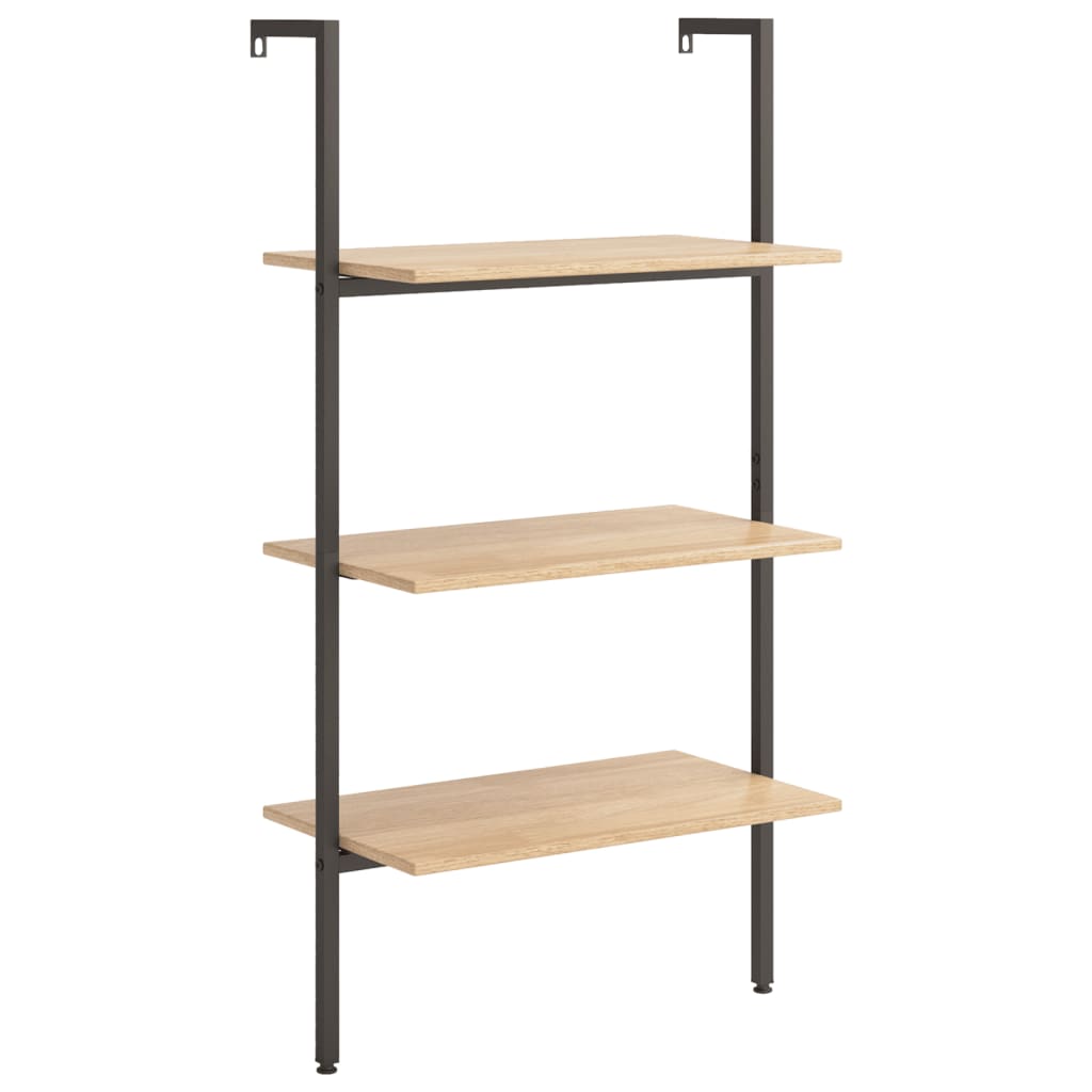 vidaXL Anlehnregal mit 3 Ablagen Hellbraun und Schwarz 64x35x120,5 cm