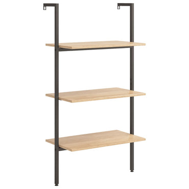 vidaXL Anlehnregal mit 3 Ablagen Hellbraun und Schwarz 64x35x120,5 cm