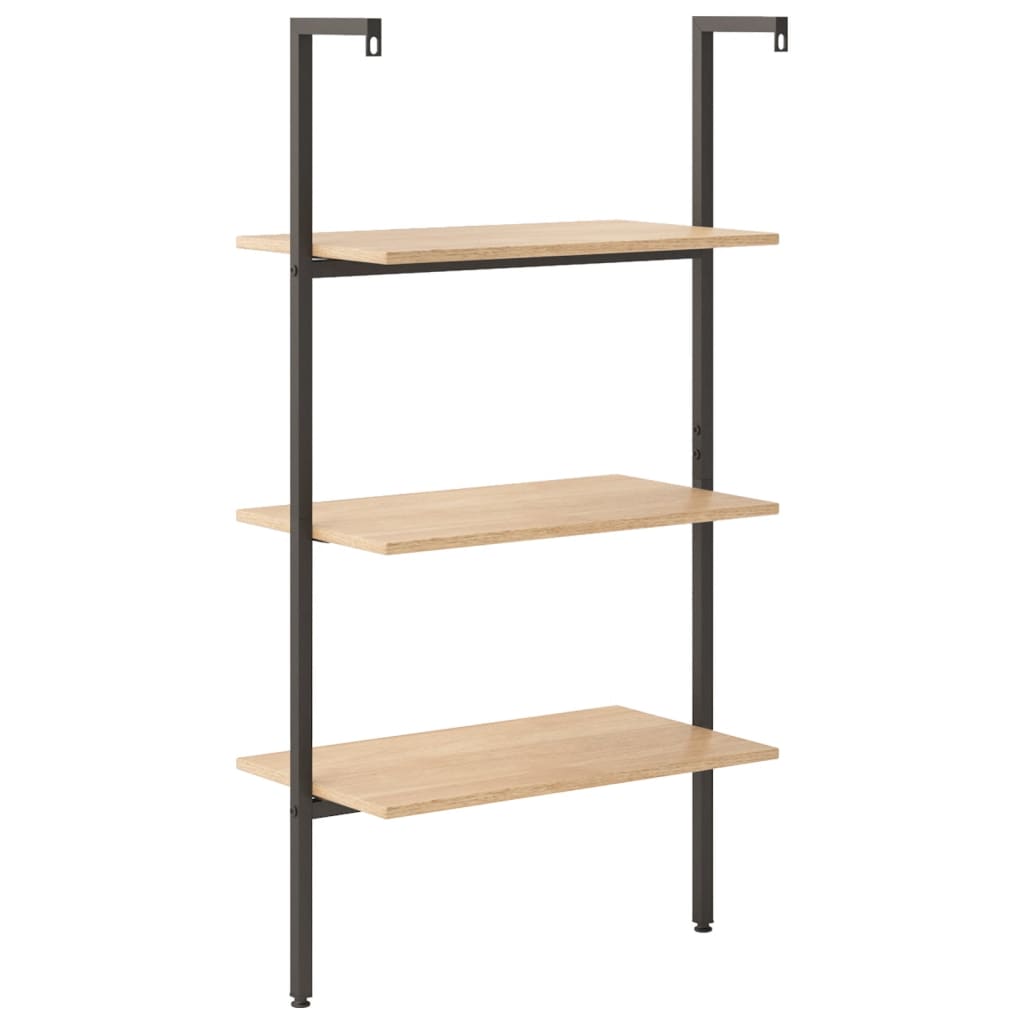 vidaXL Anlehnregal mit 3 Ablagen Hellbraun und Schwarz 64x35x120,5 cm